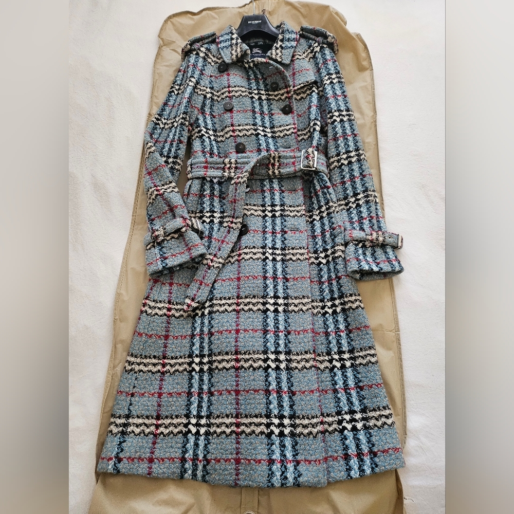 Burberry Navy and White Plaid Jacket
